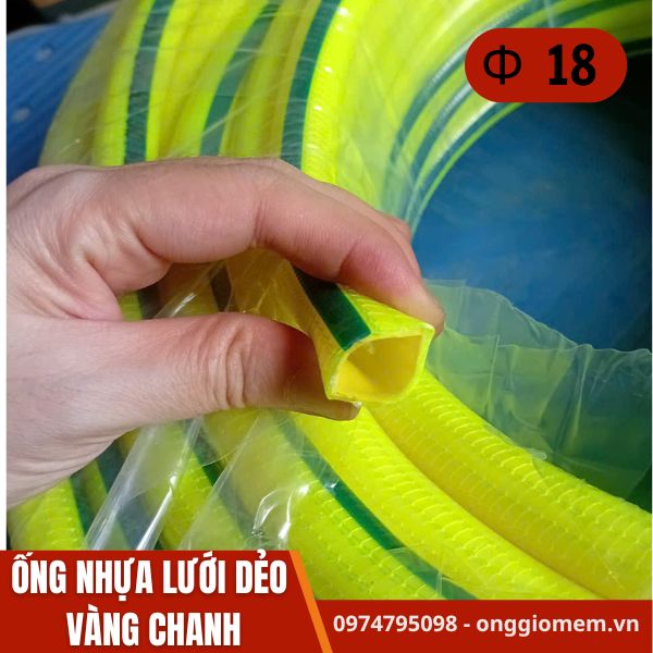 ống nhựa lưới dẻo vàng chanh phi 18